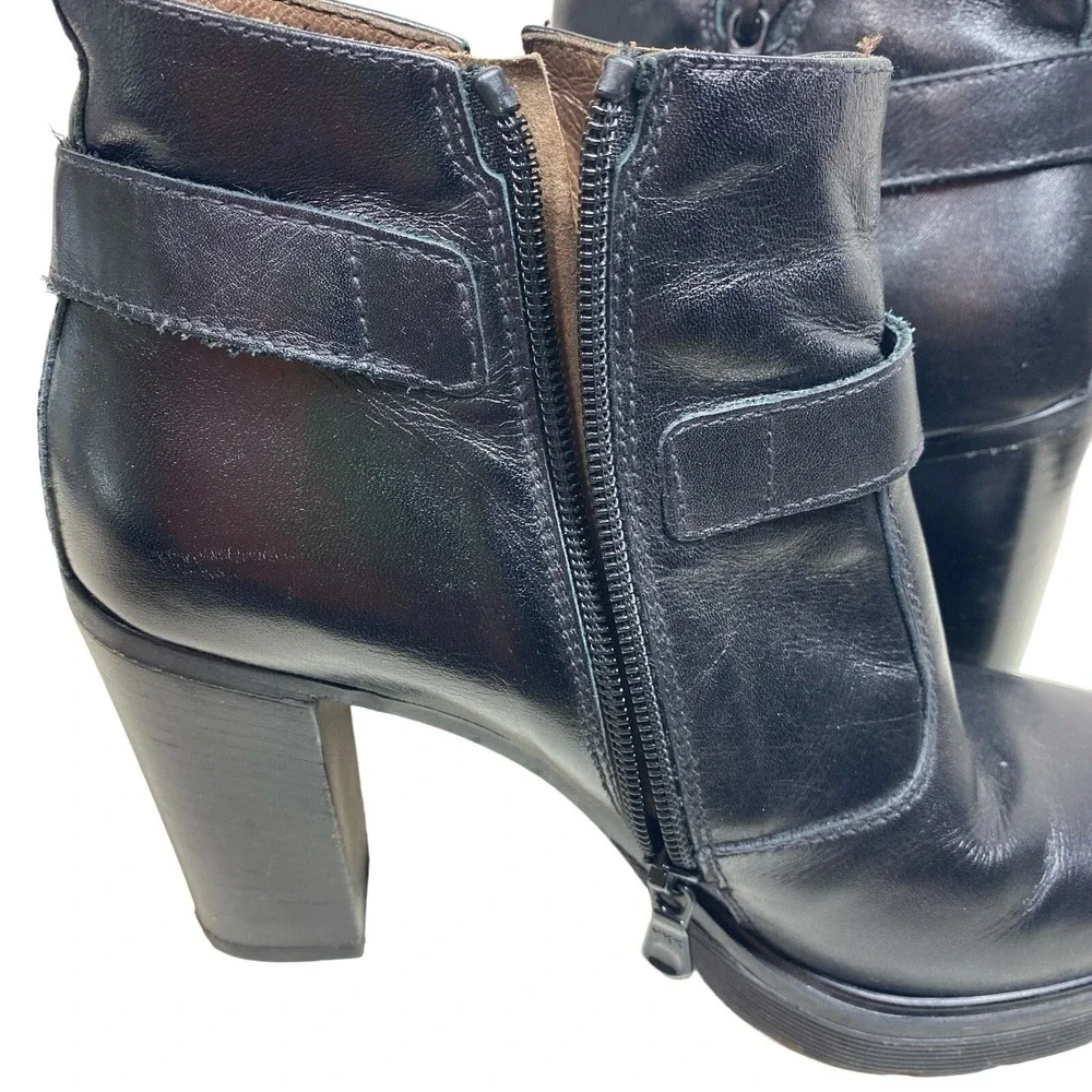 NeroGiardini Women 39 US 8.5 Black Leather Platform Buckle Ankle Boots Italy